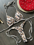 Leopard Print Halter Triangle Bikini Top