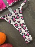 Pink Leopard Print Bikini Set