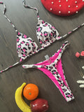 Pink Leopard Print Bikini Set