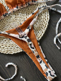 Leopard Print Halter Triangle Bikini Top